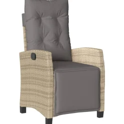 MAISON EXCLUSIVE - Chaise inclinable de jardin et repose-pied mélange beige rotin