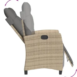 MAISON EXCLUSIVE - Chaise inclinable de jardin et repose-pied mélange beige rotin