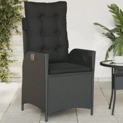 MAISON EXCLUSIVE - Chaise inclinable de jardin avec coussins noir résine tressée