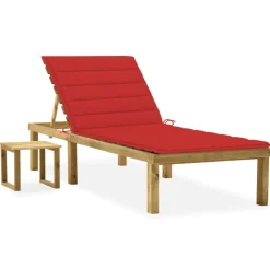 MAISON EXCLUSIVE - Chaise longue de jardin avec table et coussin pin imprégné