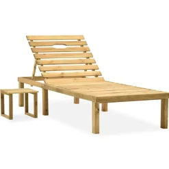 MAISON EXCLUSIVE - Chaise longue de jardin avec table et coussin pin imprégné