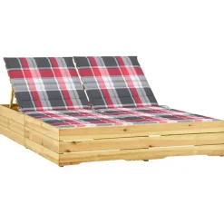 MAISON EXCLUSIVE - Chaise longue double avec coussins bois de pin imprégné