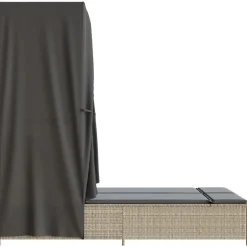 MAISON EXCLUSIVE - Chaise longue double avec toit et rideaux gris clair poly rotin