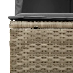 MAISON EXCLUSIVE - Chaise longue double avec toit et rideaux gris clair poly rotin