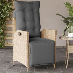 MAISON EXCLUSIVE - Chaise inclinable de jardin et repose-pied mélange beige rotin