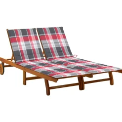MAISON EXCLUSIVE - Chaise longue de jardin 2 places avec coussins acacia solide