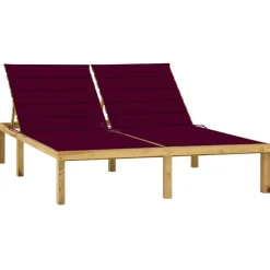 MAISON EXCLUSIVE - Chaise longue double et coussins bordeaux bois de pin imprégné