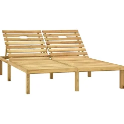 MAISON EXCLUSIVE - Chaise longue double et coussins bordeaux bois de pin imprégné