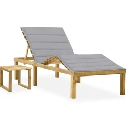MAISON EXCLUSIVE - Chaise longue de jardin avec table et coussin pin imprégné
