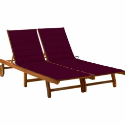 MAISON EXCLUSIVE - Chaise longue de jardin 2 places avec coussins acacia solide