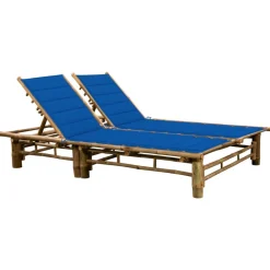 MAISON EXCLUSIVE - Chaise longue pour 2 personnes avec coussins bambou