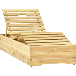 MAISON EXCLUSIVE - Chaise longue de jardin avec table et coussin pin imprégné