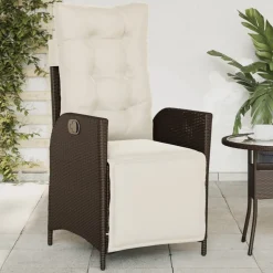 MAISON EXCLUSIVE - Chaise inclinable de jardin repose-pied marron résine tressée