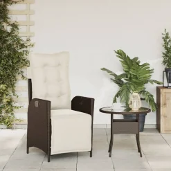 MAISON EXCLUSIVE - Chaise inclinable de jardin repose-pied marron résine tressée