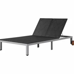 MAISON EXCLUSIVE - Chaise longue double avec roues résine tressée noir