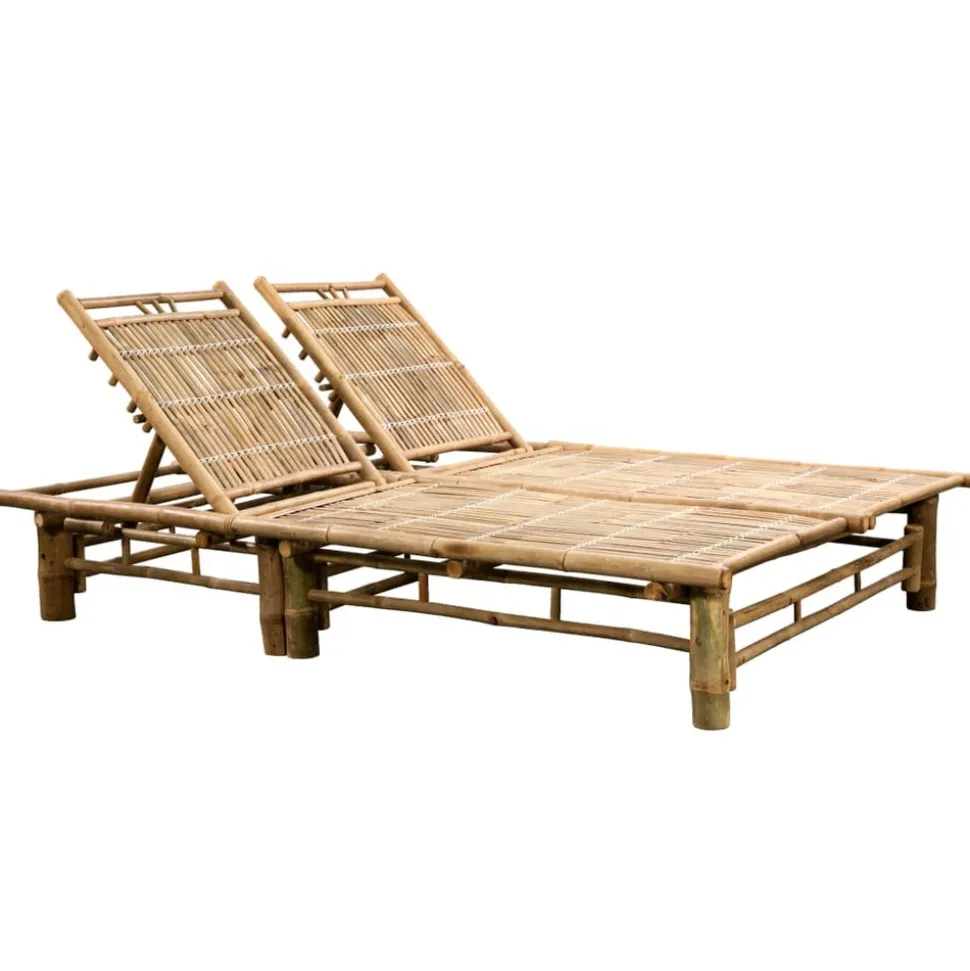 MAISON EXCLUSIVE - Chaise longue pour 2 personnes avec coussins bambou