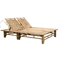 MAISON EXCLUSIVE - Chaise longue pour 2 personnes avec coussins bambou