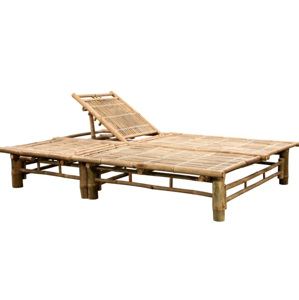 MAISON EXCLUSIVE - Chaise longue pour 2 personnes avec coussins bambou