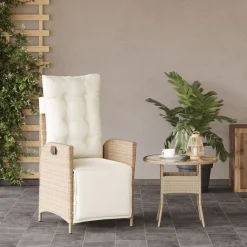 MAISON EXCLUSIVE - Chaise inclinable de jardin et repose-pied beige résine tressée