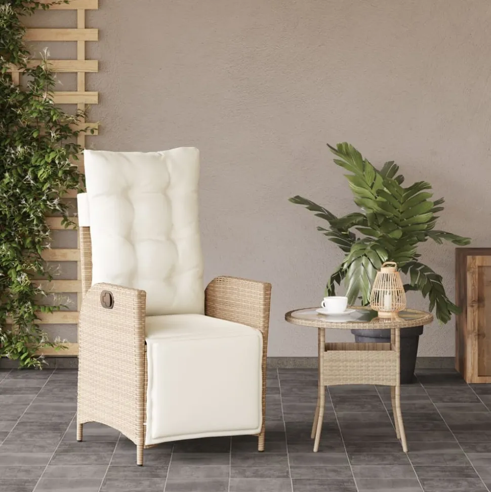 MAISON EXCLUSIVE - Chaise inclinable de jardin et repose-pied beige résine tressée