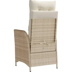 MAISON EXCLUSIVE - Chaise inclinable de jardin et repose-pied beige résine tressée