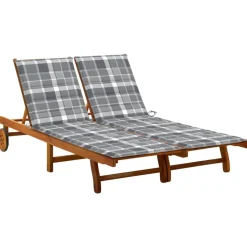MAISON EXCLUSIVE - Chaise longue de jardin 2 places avec coussins acacia solide