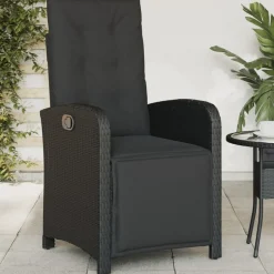 MAISON EXCLUSIVE - Chaise inclinable de jardin et repose-pied noir résine tressée
