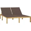 MAISON EXCLUSIVE - Chaise longue double et coussins taupe bois de pin imprégné