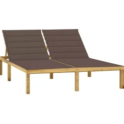 MAISON EXCLUSIVE - Chaise longue double et coussins taupe bois de pin imprégné