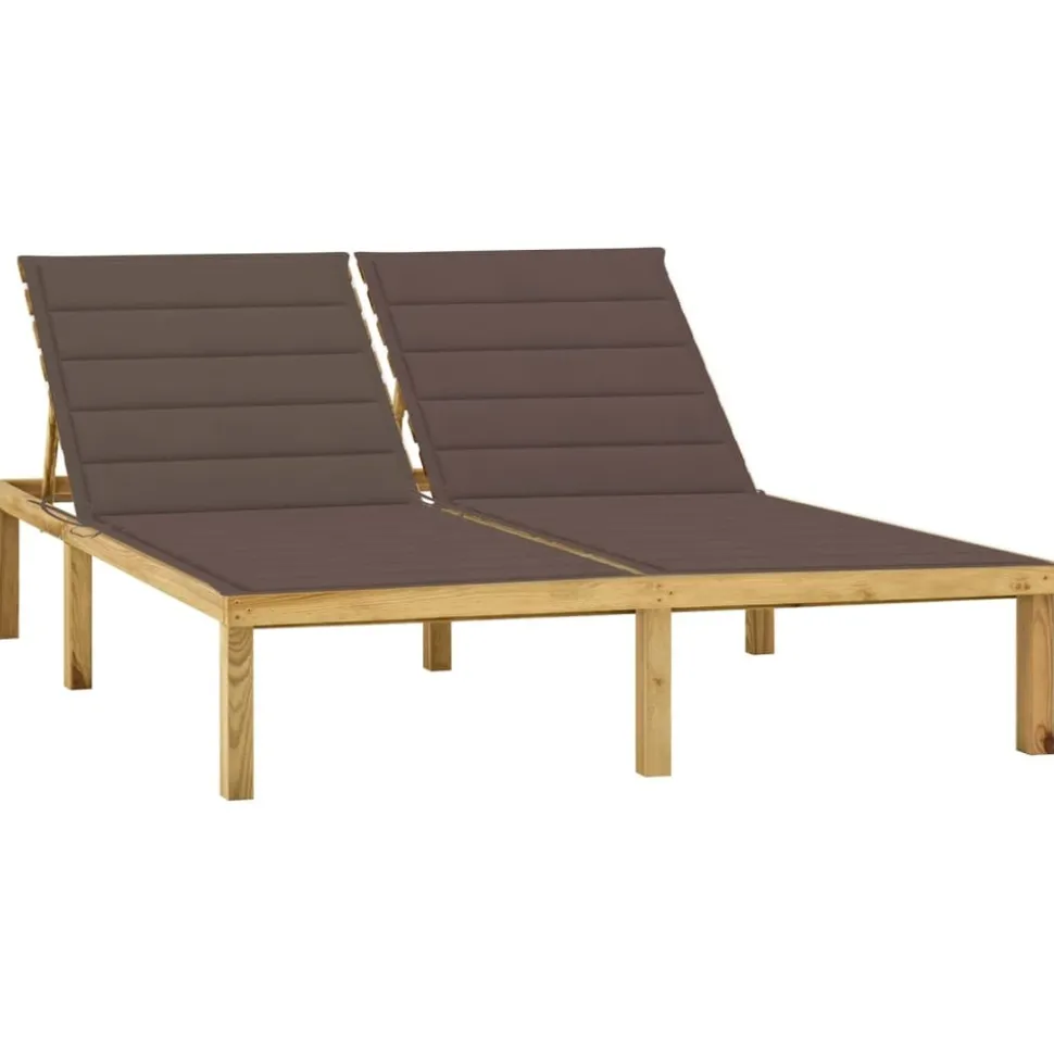 MAISON EXCLUSIVE - Chaise longue double et coussins taupe bois de pin imprégné