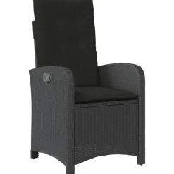 MAISON EXCLUSIVE - Chaise inclinable de jardin avec coussins noir résine tressée