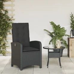 MAISON EXCLUSIVE - Chaise inclinable de jardin avec coussins noir résine tressée