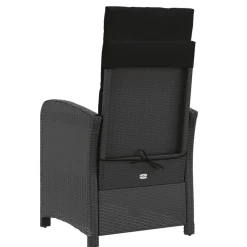MAISON EXCLUSIVE - Chaise inclinable de jardin avec coussins noir résine tressée