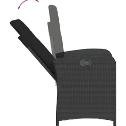 MAISON EXCLUSIVE - Chaise inclinable de jardin avec coussins noir résine tressée