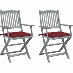 MAISON EXCLUSIVE - Chaises pliables d'extérieur lot de 2 et coussins bois d'acacia