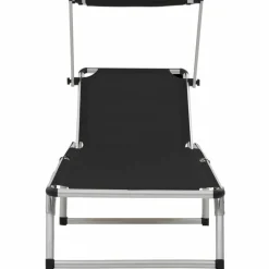 MAISON EXCLUSIVE - Chaises longues pliables et toit lot de 2 aluminium textilène