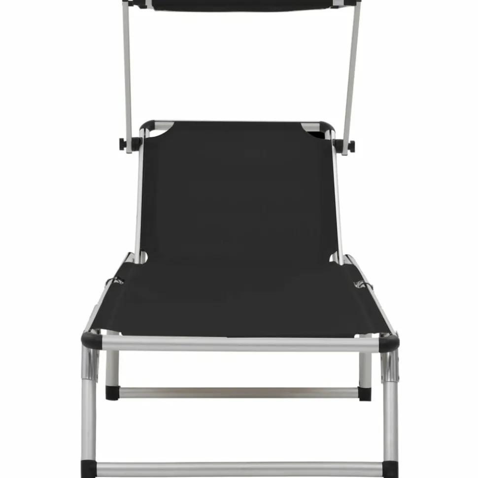 MAISON EXCLUSIVE - Chaises longues pliables et toit lot de 2 aluminium textilène