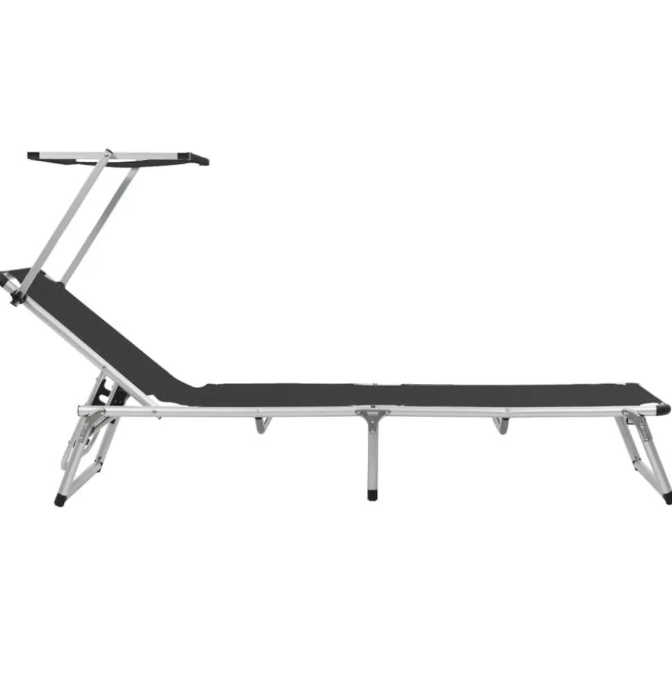 MAISON EXCLUSIVE - Chaises longues pliables et toit lot de 2 aluminium textilène