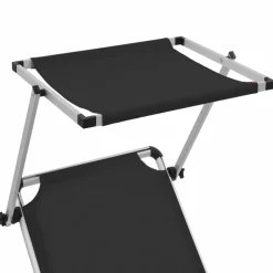 MAISON EXCLUSIVE - Chaises longues pliables et toit lot de 2 aluminium textilène