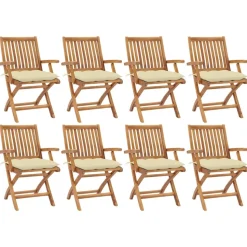 MAISON EXCLUSIVE - Chaises pliables de jardin avec coussins lot de 8 teck solide
