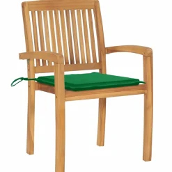 MAISON EXCLUSIVE - Chaises de jardin empilables avec coussins lot de 4 teck solide