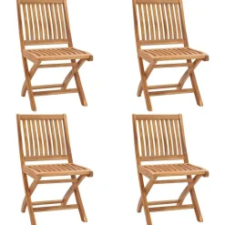 MAISON EXCLUSIVE - Chaises pliables de jardin avec coussins lot de 4 teck solide