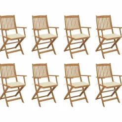 MAISON EXCLUSIVE - Chaises pliables d'extérieur et coussins lot de 8 bois d'acacia