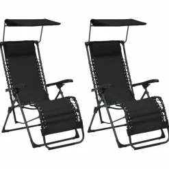 MAISON EXCLUSIVE - Chaises pliables de terrasse lot de 2 textilène noir