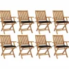 MAISON EXCLUSIVE - Chaises pliables de jardin avec coussins lot de 8 teck solide