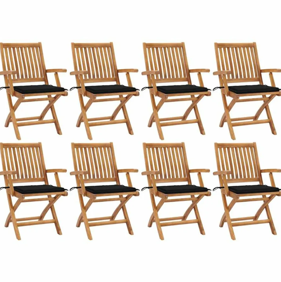 MAISON EXCLUSIVE - Chaises pliables de jardin avec coussins lot de 8 teck solide