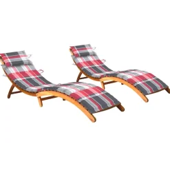 MAISON EXCLUSIVE - Chaises longues lot de 2 avec coussins bois d'acacia solide