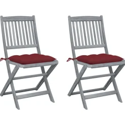 MAISON EXCLUSIVE - Chaises pliables d'extérieur lot de 2 et coussins bois d'acacia