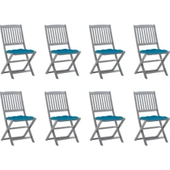MAISON EXCLUSIVE - Chaises pliables d'extérieur lot de 8 et coussins bois d'acacia