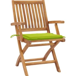MAISON EXCLUSIVE - Chaises de jardin lot de 2 avec coussins vert vif bois de teck
